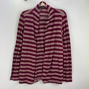 MCM Women's Open Front Red Striped Cardigan with Pockets Size Large